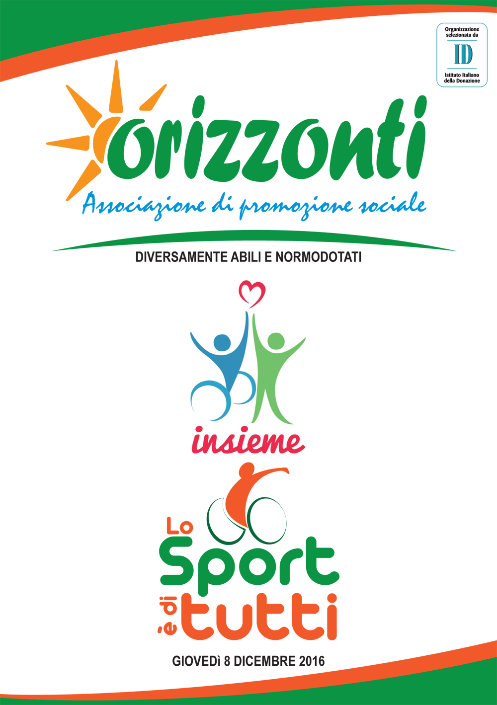“LO SPORT E’ DI TUTTI”, L’8 DICEMBRE DISABILI E NORMODOTATI INSIEME PER VINCERE LE BARRIERE